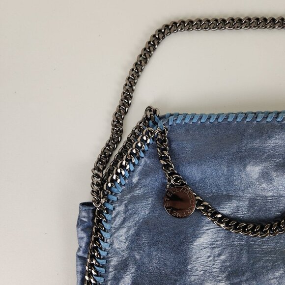 Stella McCartney Shoulder Bag Womens Blue Falabella Metallic Shaggy Deer Chain - Picture 2 of 12